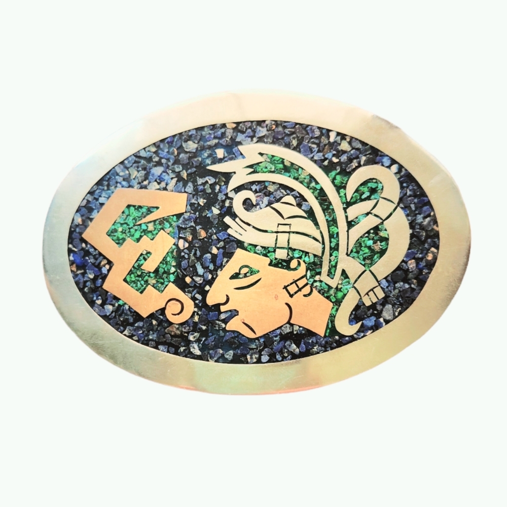 Made In Mexico Crushed Stone Aztec Belt Buckle Unisex